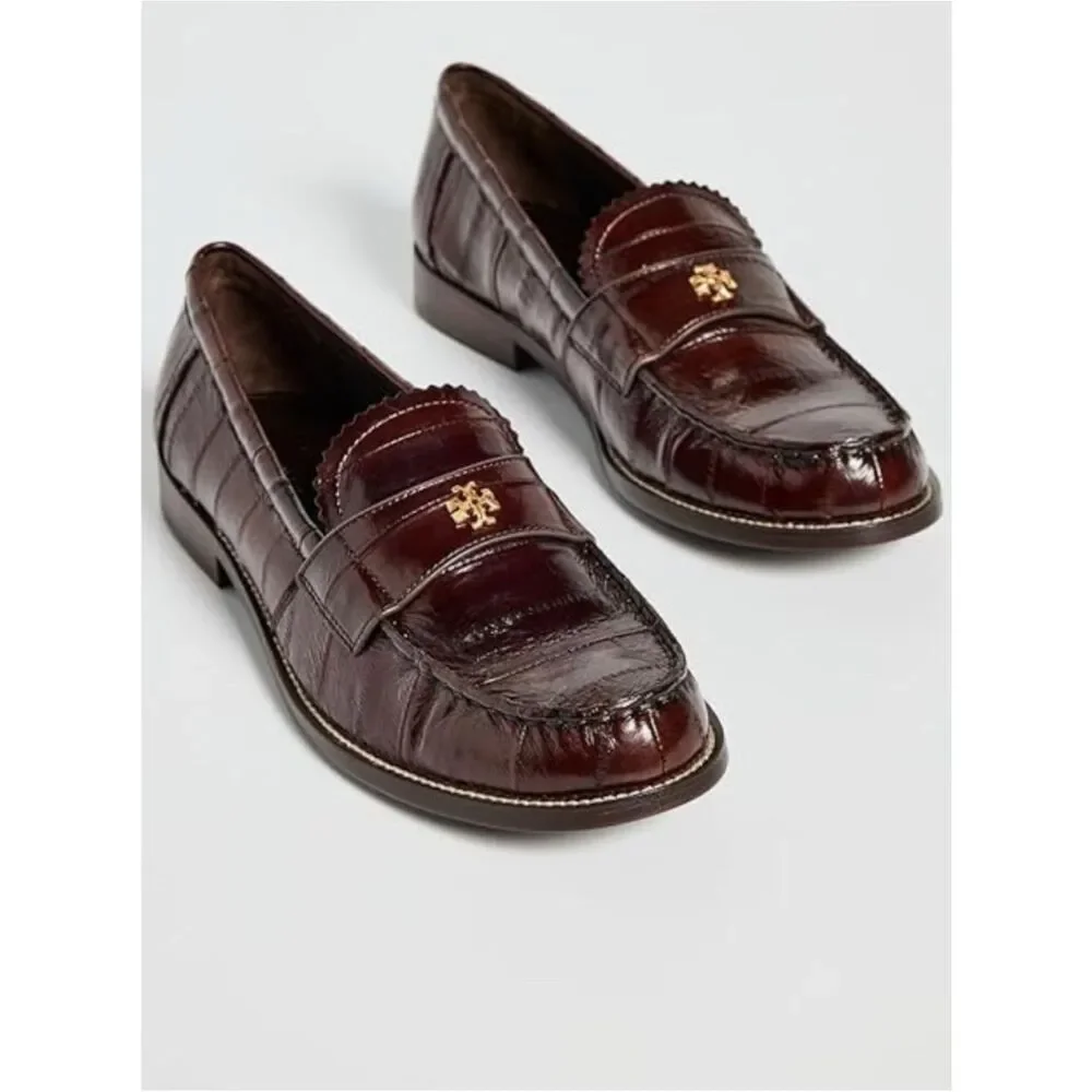 Tory Burch Classic JESSA LOAFER in Dark Brown Eel Size 5.5 ~ Perfect